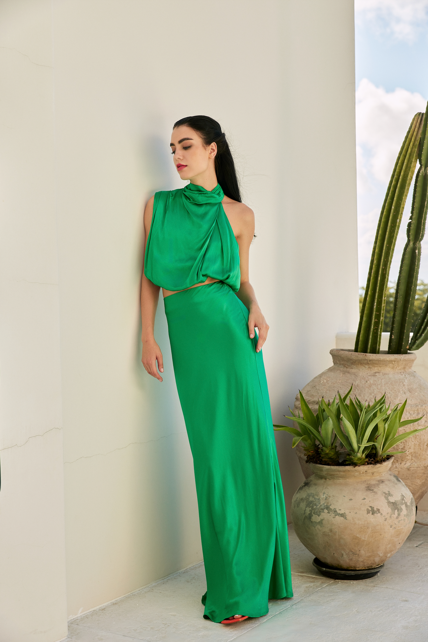 EMERALD EVE SILK SKIRT