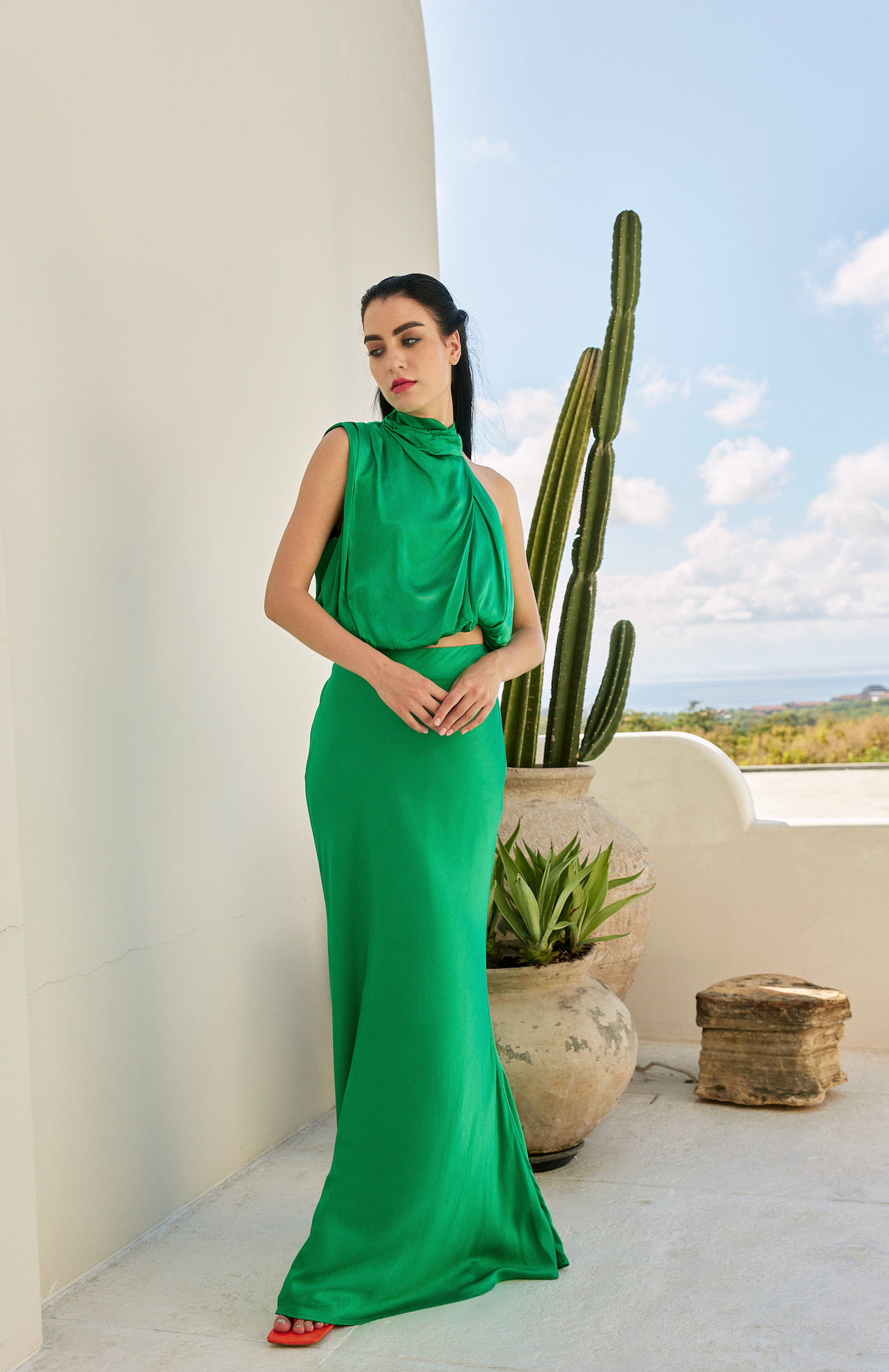 EMERALD EVE SILK SKIRT