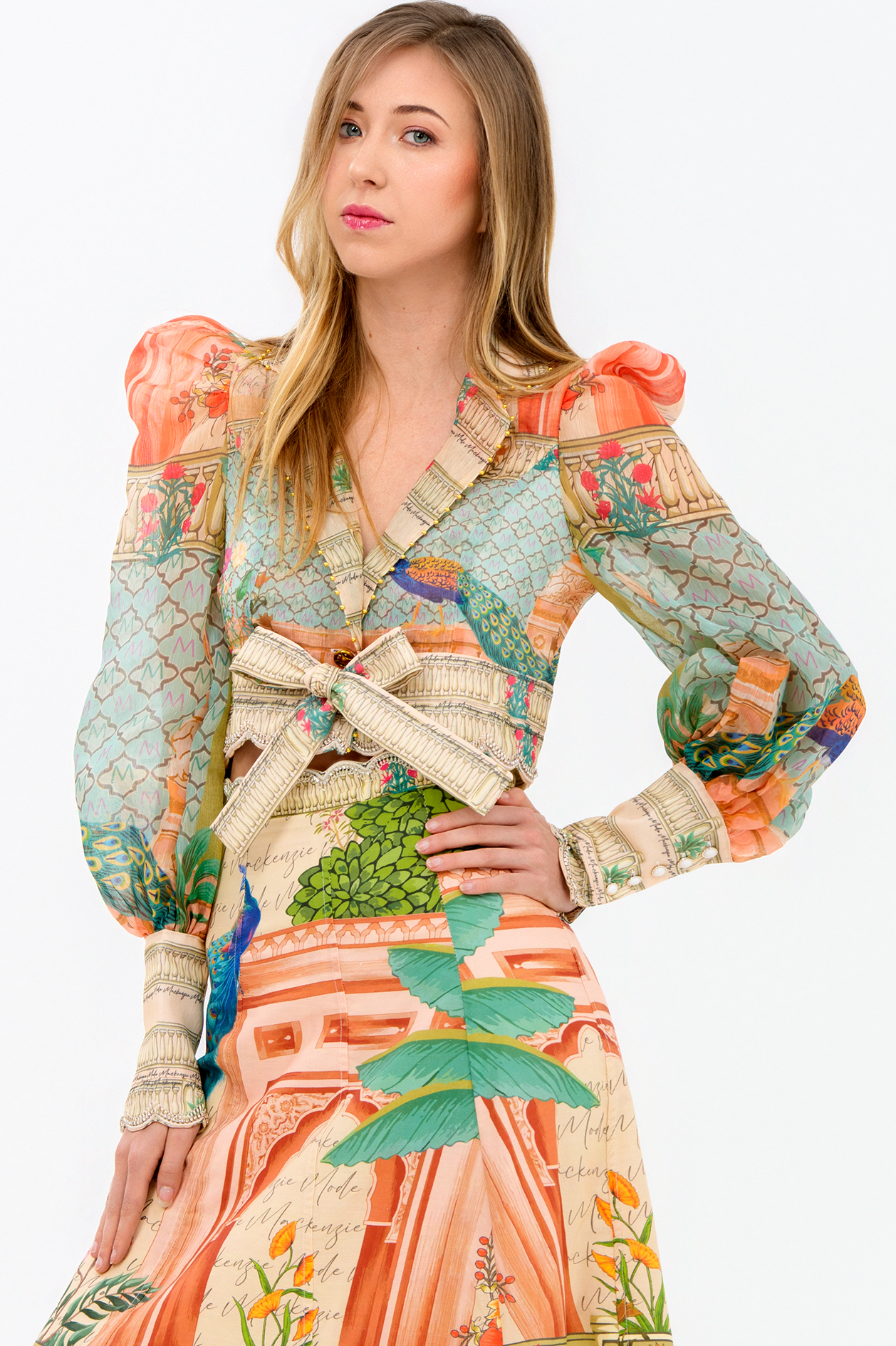 Coral Peacock Blouse