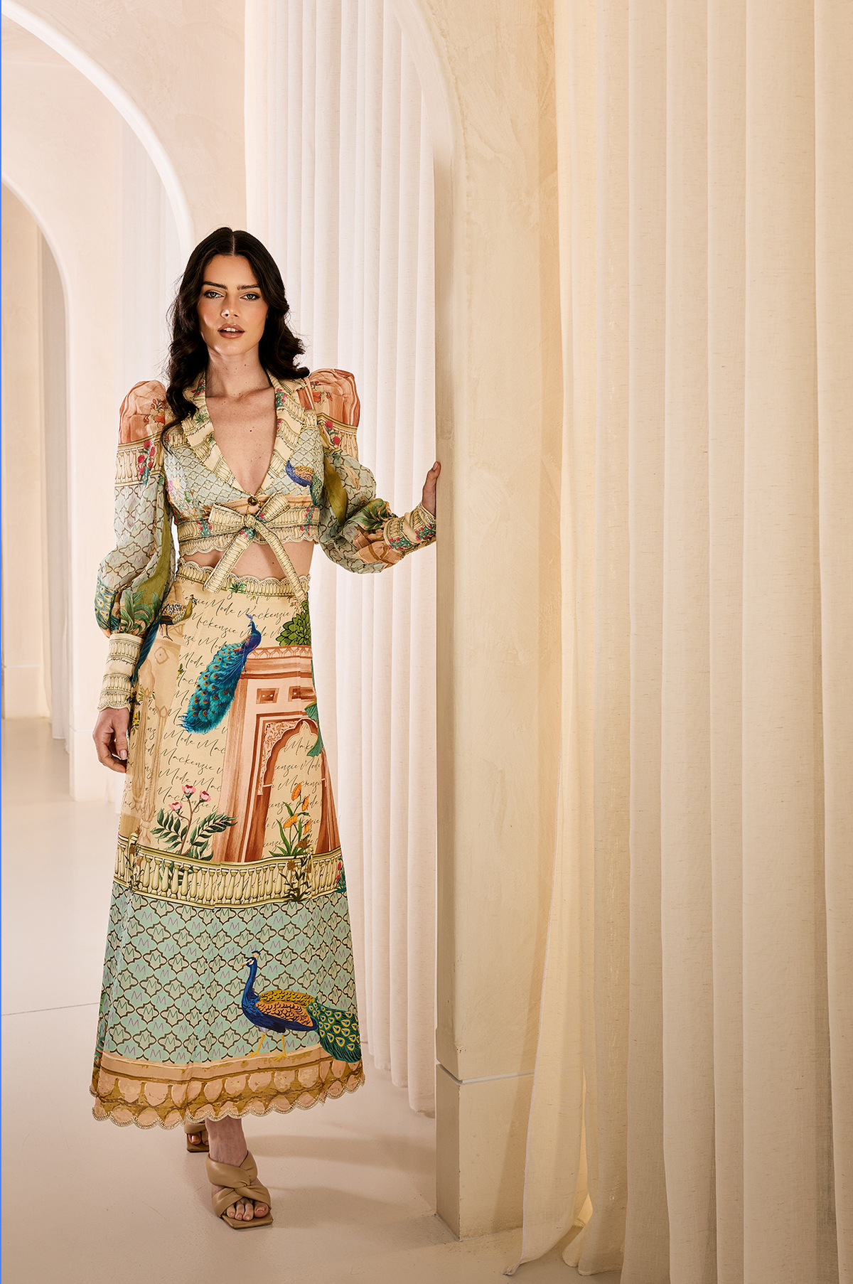 Coral Peacock Maxi Skirt