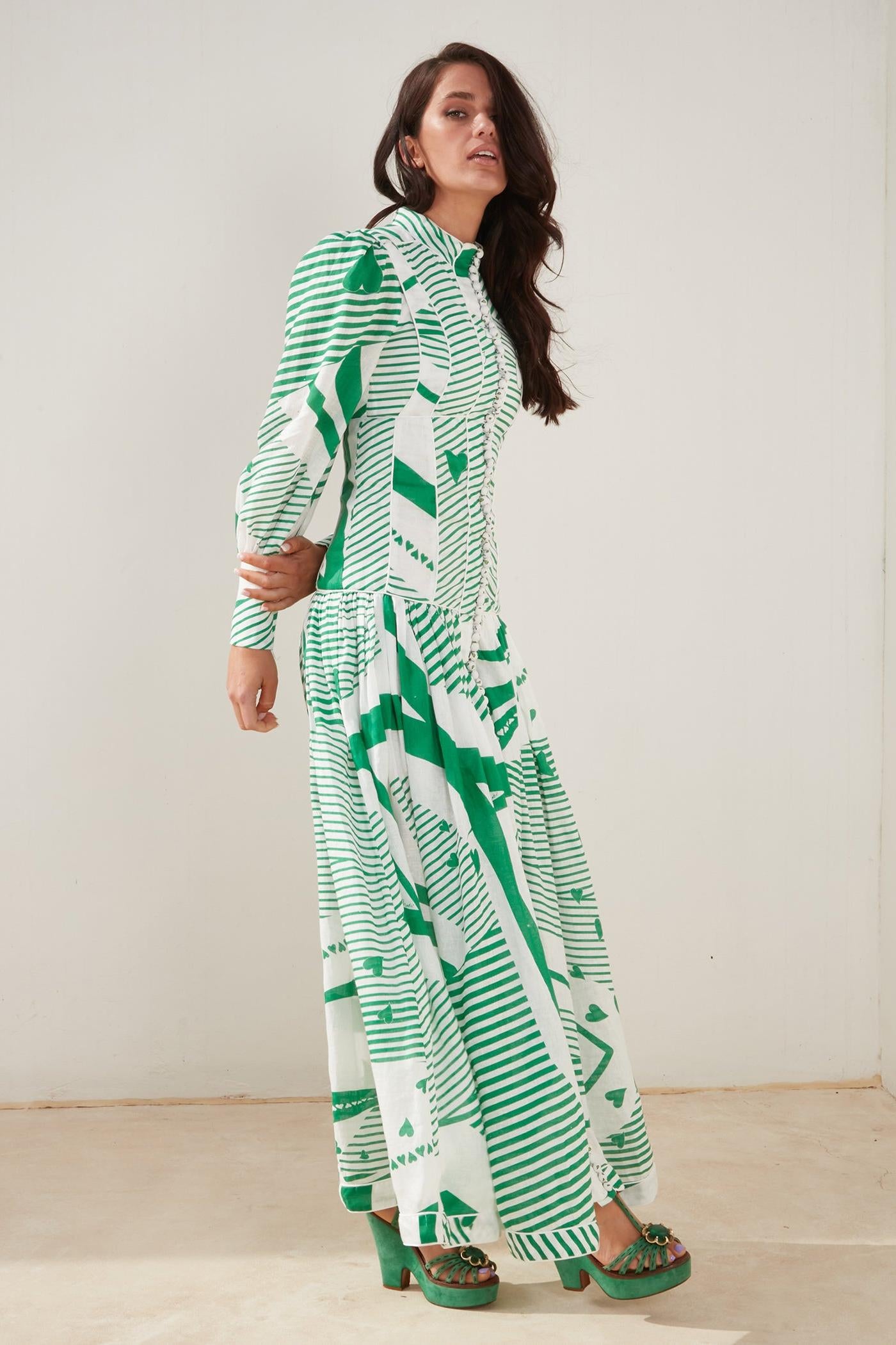 Button Me Up Maxi - Green with Envy