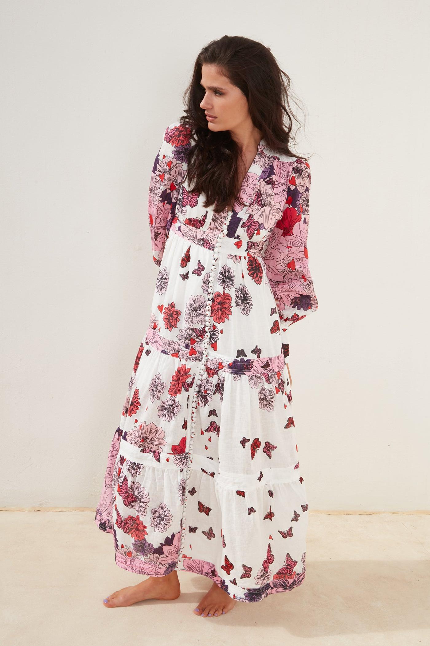 Dynasty Maxi Dress - PINK BUTTERFLY