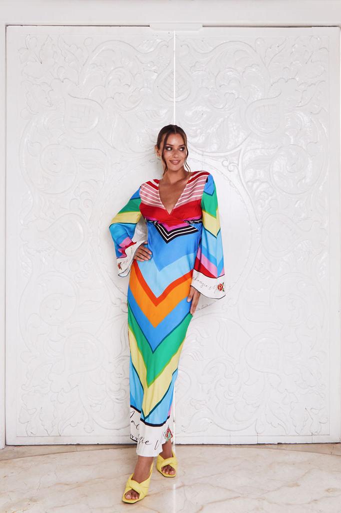 VALENCIA SILK MAXI ~ RAINBOW STRIPE