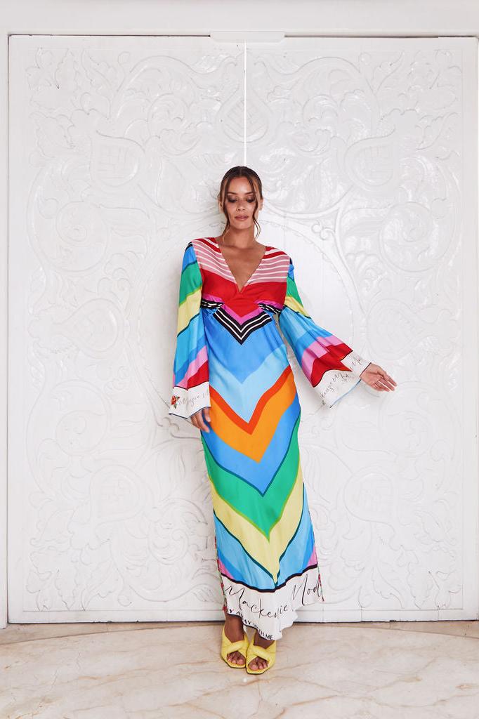 VALENCIA SILK MAXI ~ RAINBOW STRIPE