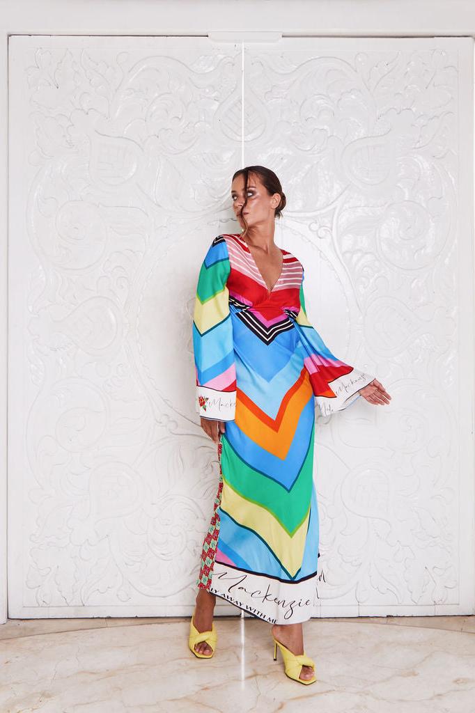 VALENCIA SILK MAXI ~ RAINBOW STRIPE