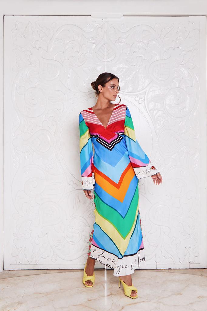 VALENCIA SILK MAXI ~ RAINBOW STRIPE