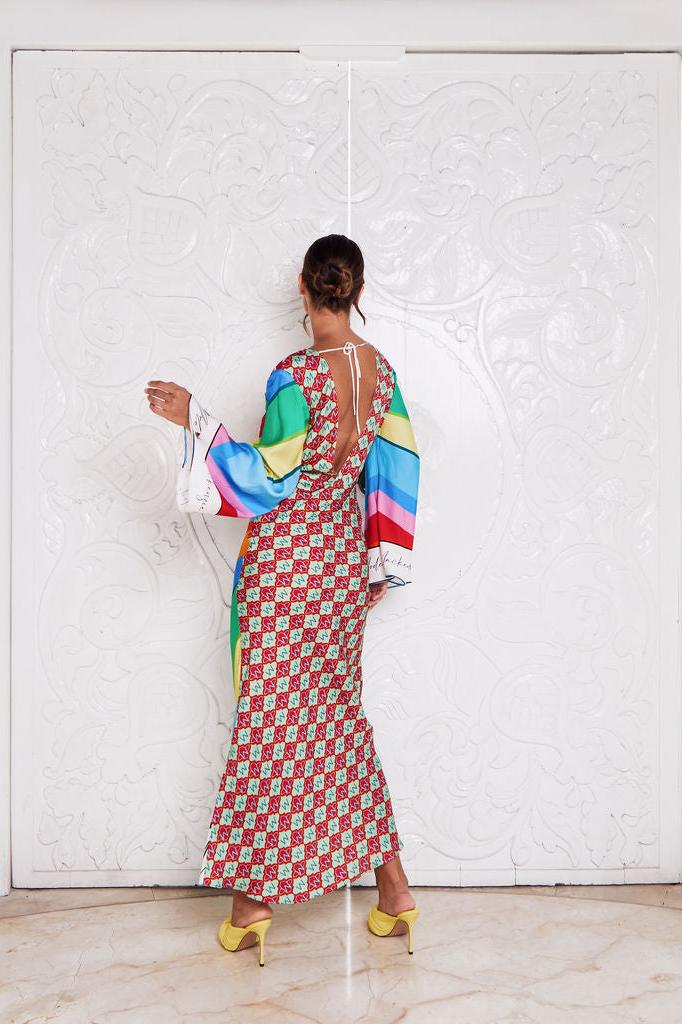 VALENCIA SILK MAXI ~ RAINBOW STRIPE