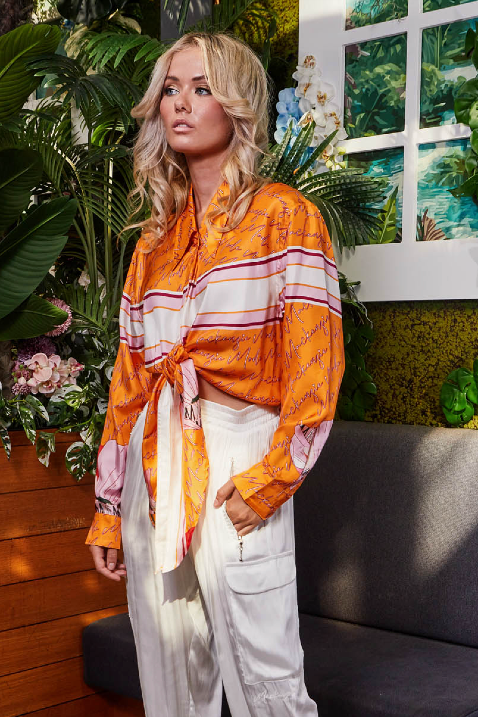 Silk Tangerine Poppy Blouse