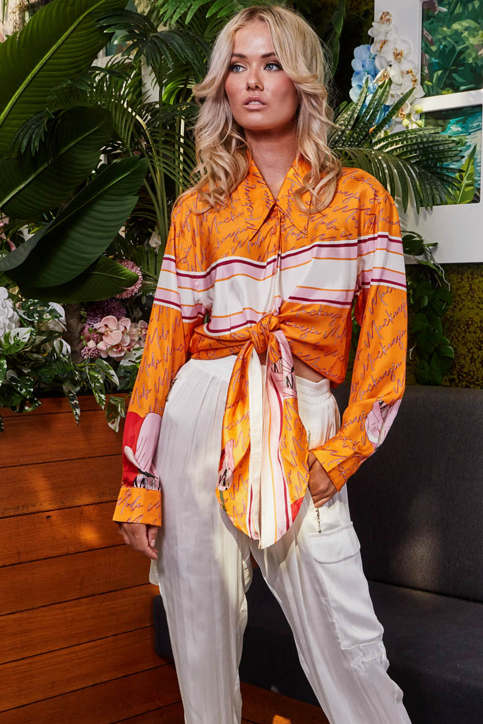 Silk Tangerine Poppy Blouse