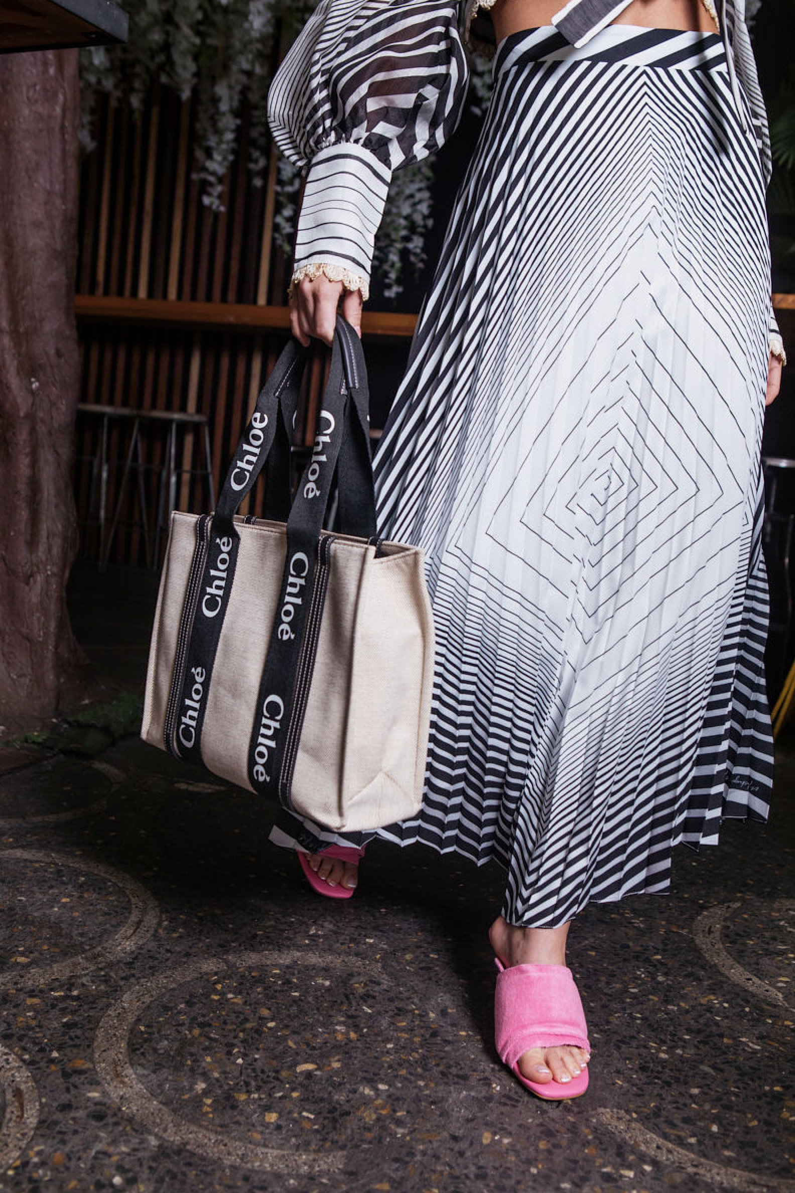 Black & White Pleated Squares Skirt