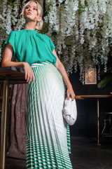 Emerald Pleated Squares Skirt