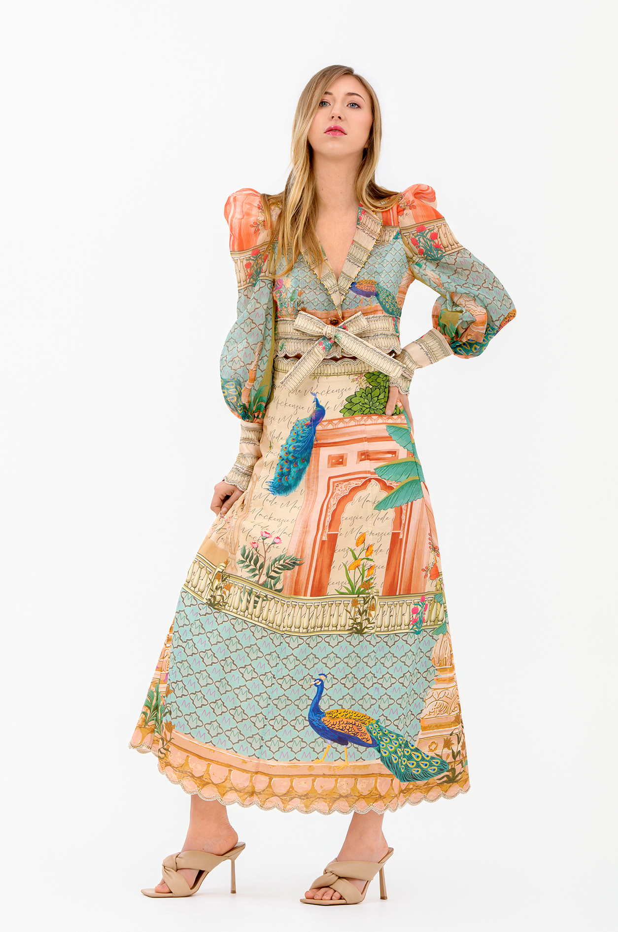 Coral Peacock Maxi Skirt