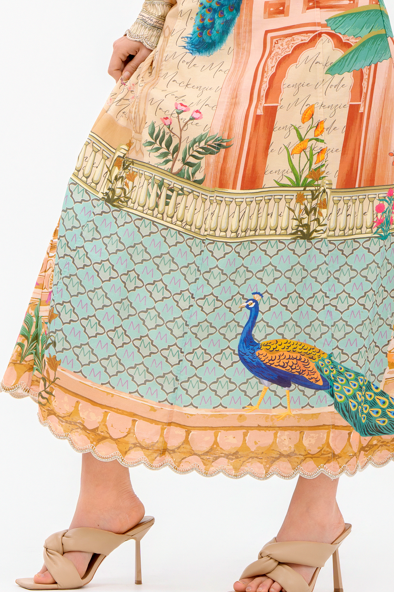 Coral Peacock Maxi Skirt