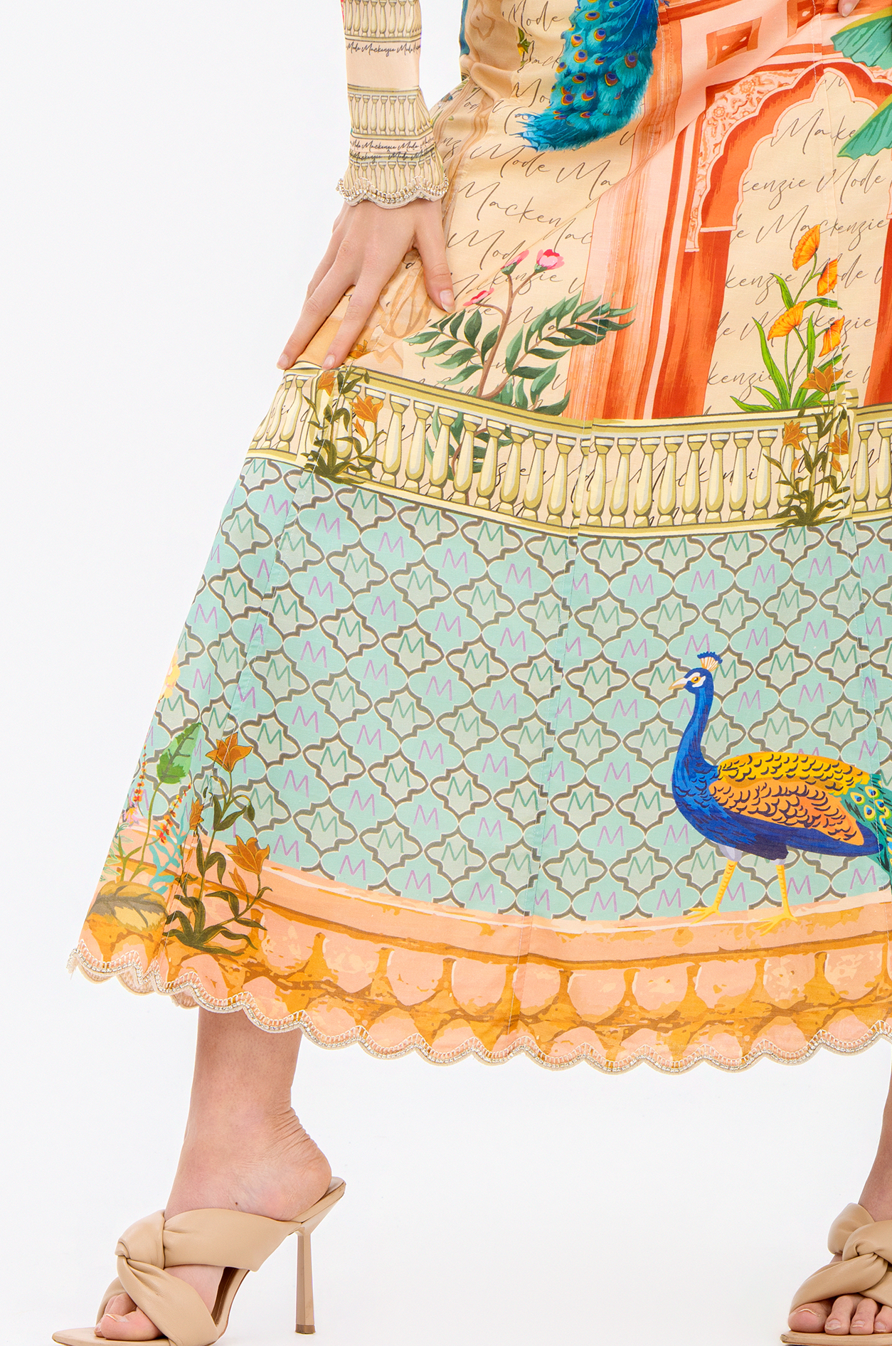 Coral Peacock Maxi Skirt