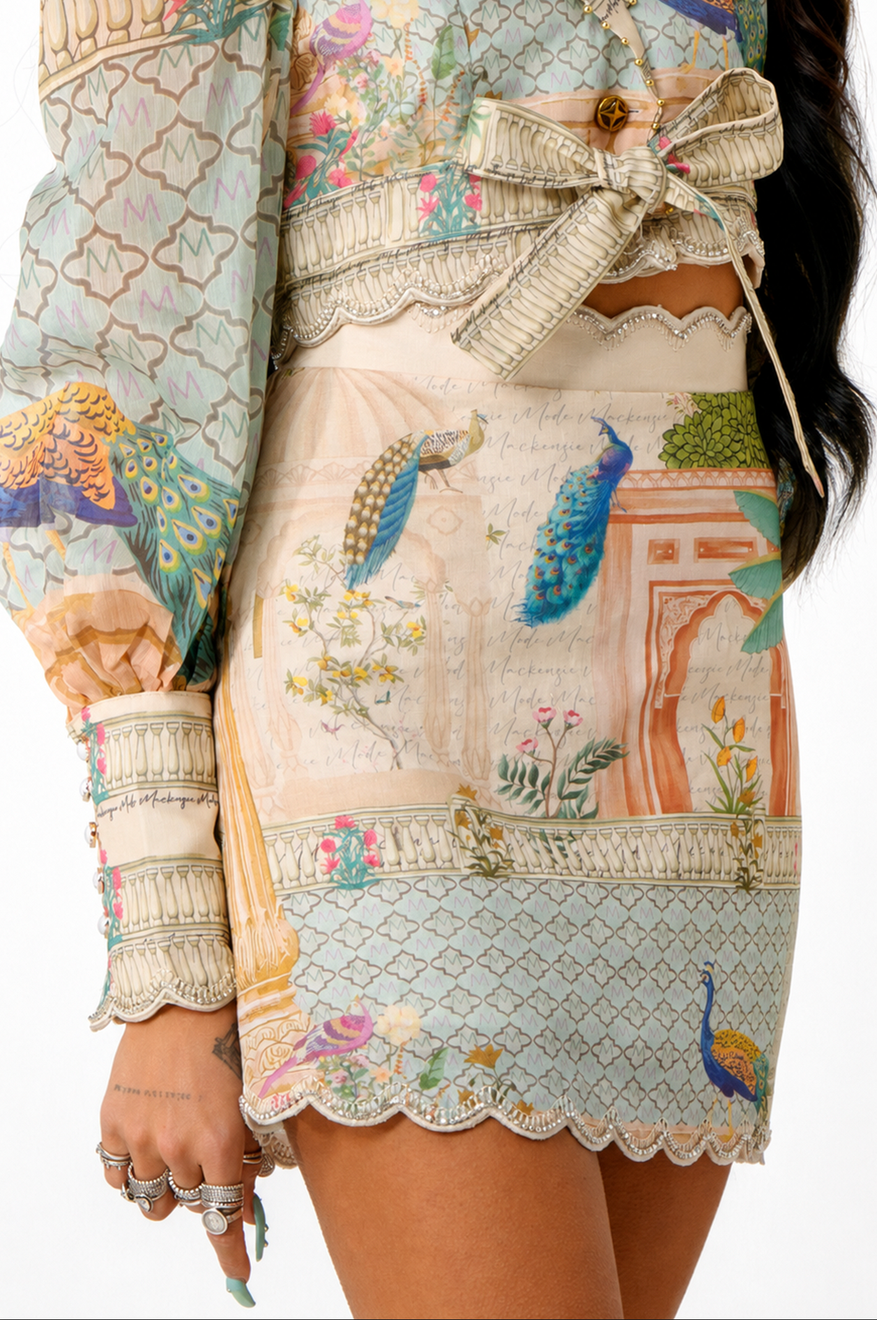 Coral Peacock Mini Skirt