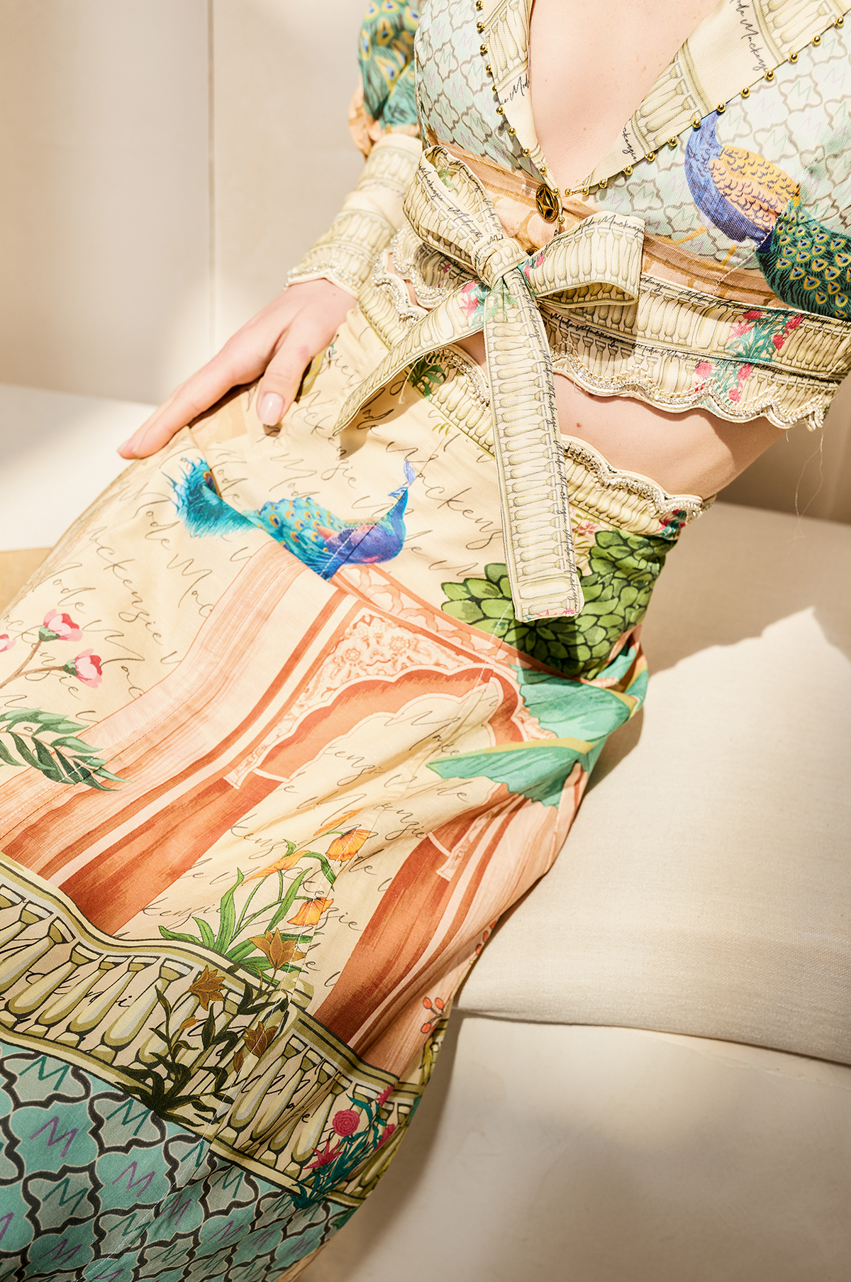 Coral Peacock Maxi Skirt
