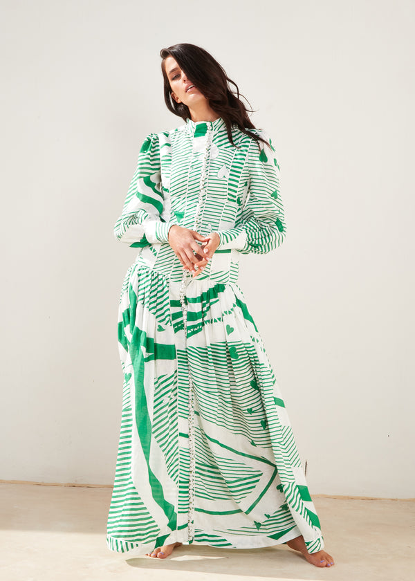 Button Me Up Maxi - Green with Envy