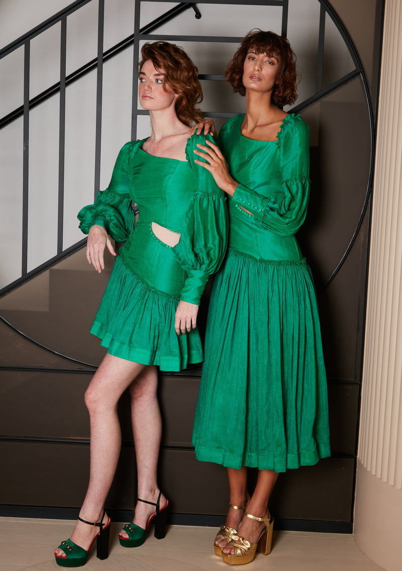 Cut Out Mini Dress - Emerald